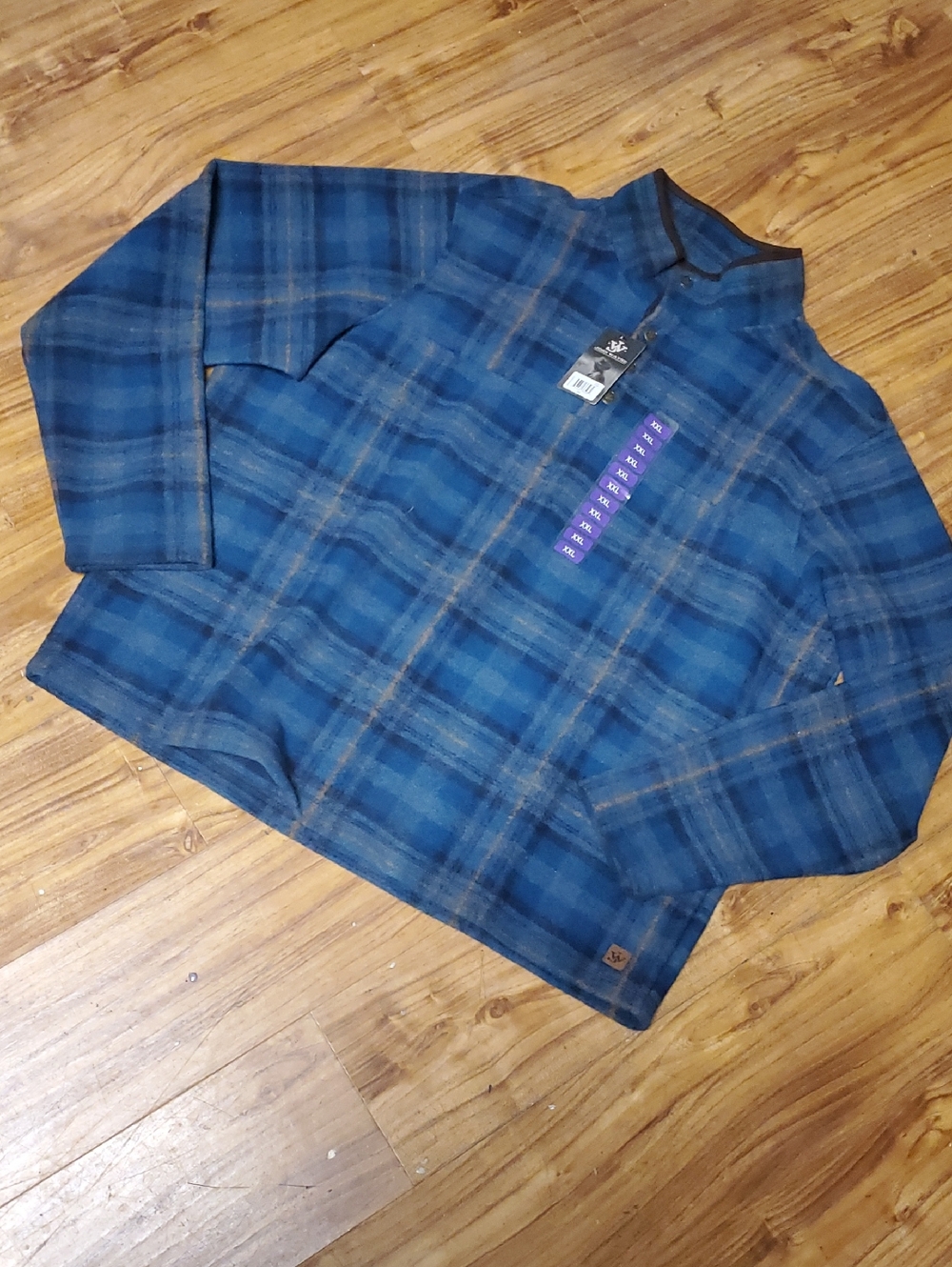 John Wayne Men's Blue Plaid Button-Up Sweater Jacket